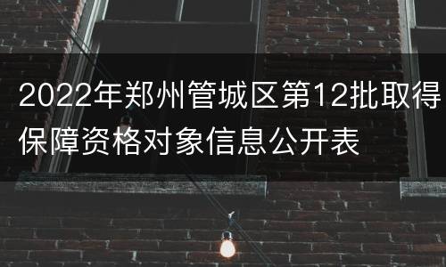 2022年郑州管城区第12批取得保障资格对象信息公开表