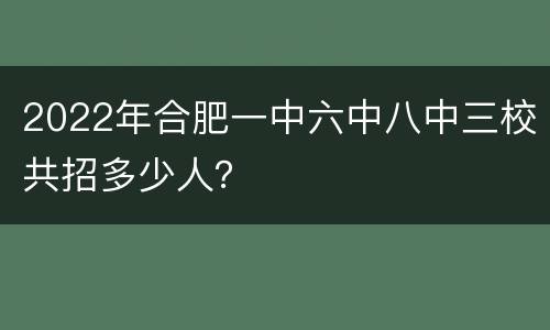 2022年合肥一中六中八中三校共招多少人？