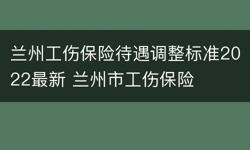 兰州工伤保险待遇调整标准2022最新 兰州市工伤保险