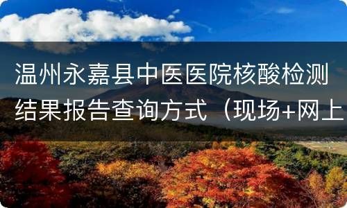 温州永嘉县中医医院核酸检测结果报告查询方式（现场+网上）