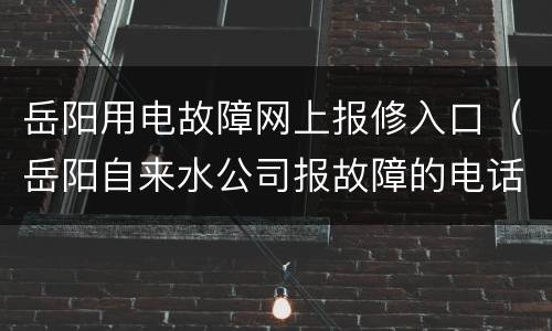 岳阳用电故障网上报修入口（岳阳自来水公司报故障的电话是多少）