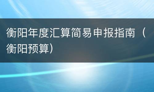 衡阳年度汇算简易申报指南（衡阳预算）