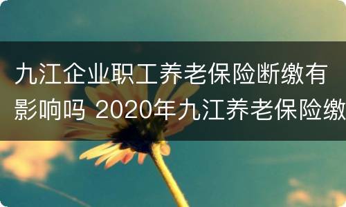 九江企业职工养老保险断缴有影响吗 2020年九江养老保险缴费标准