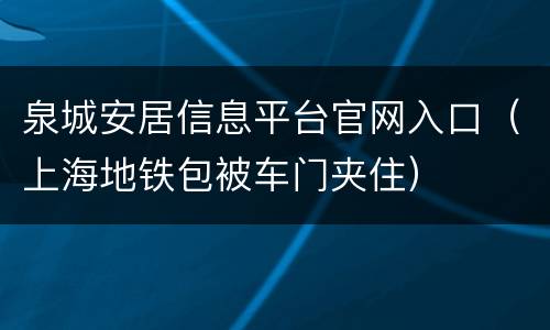 泉城安居信息平台官网入口（上海地铁包被车门夹住）