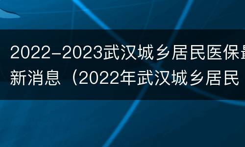 2022-2023武汉城乡居民医保最新消息（2022年武汉城乡居民医保）