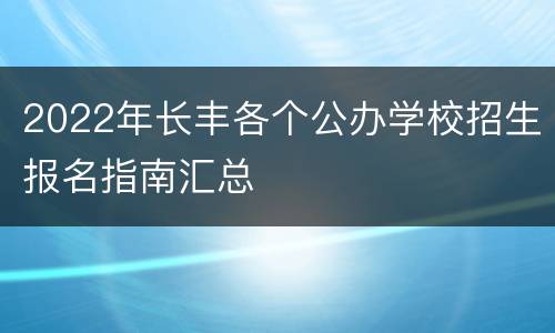 2022年长丰各个公办学校招生报名指南汇总