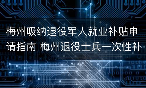 梅州吸纳退役军人就业补贴申请指南 梅州退役士兵一次性补助金