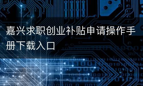 嘉兴求职创业补贴申请操作手册下载入口