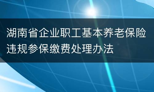 湖南省企业职工基本养老保险违规参保缴费处理办法