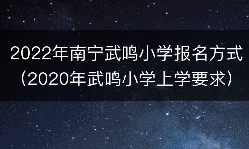 2022年南宁武鸣小学报名方式（2020年武鸣小学上学要求）