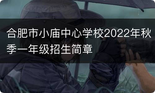 合肥市小庙中心学校2022年秋季一年级招生简章
