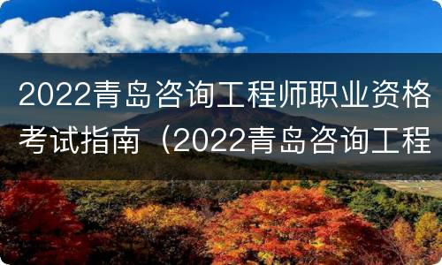 2022青岛咨询工程师职业资格考试指南（2022青岛咨询工程师职业资格考试指南电子版）
