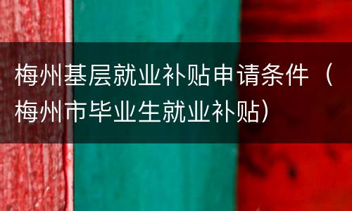 梅州基层就业补贴申请条件（梅州市毕业生就业补贴）
