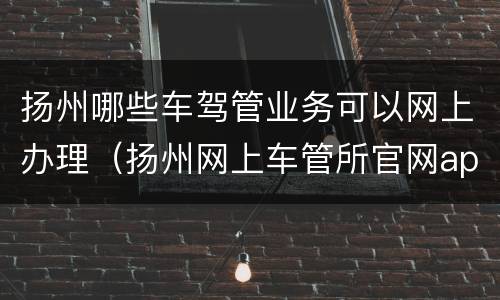 扬州哪些车驾管业务可以网上办理（扬州网上车管所官网app）