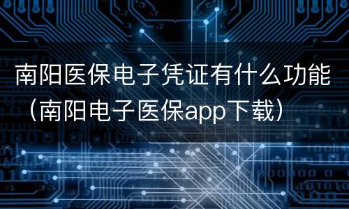 南阳医保电子凭证有什么功能（南阳电子医保app下载）