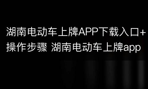 湖南电动车上牌APP下载入口+操作步骤 湖南电动车上牌app下载入口 操作步骤图