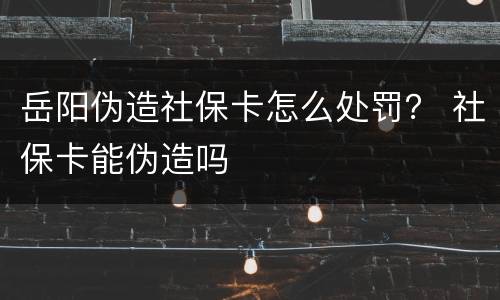 岳阳伪造社保卡怎么处罚？ 社保卡能伪造吗