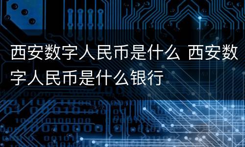 西安数字人民币是什么 西安数字人民币是什么银行