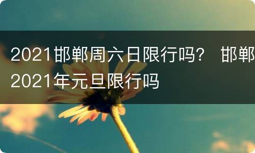 2021邯郸周六日限行吗？ 邯郸2021年元旦限行吗