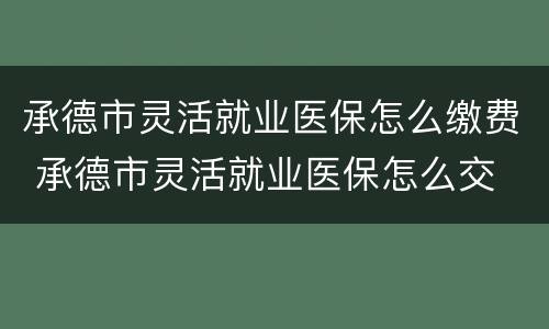 承德市灵活就业医保怎么缴费 承德市灵活就业医保怎么交