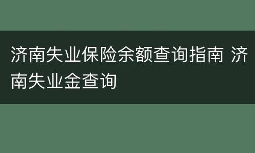 济南失业保险余额查询指南 济南失业金查询