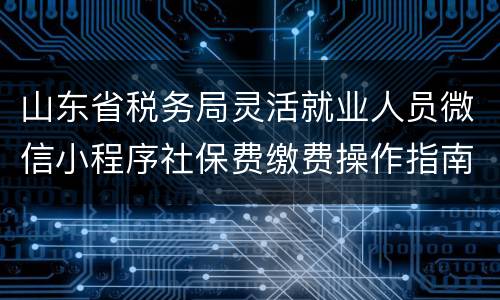 山东省税务局灵活就业人员微信小程序社保费缴费操作指南