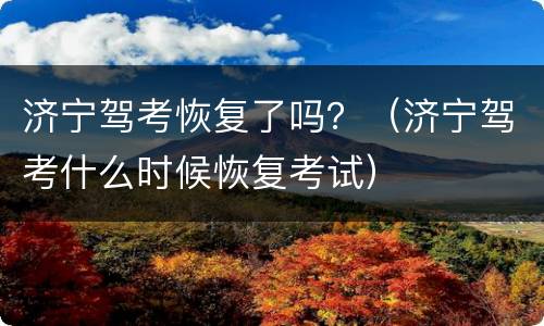 济宁驾考恢复了吗？（济宁驾考什么时候恢复考试）
