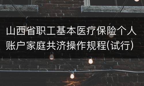 山西省职工基本医疗保险个人账户家庭共济操作规程(试行)