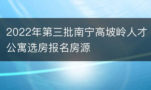 2022年第三批南宁高坡岭人才公寓选房报名房源