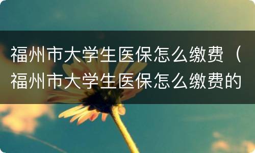福州市大学生医保怎么缴费（福州市大学生医保怎么缴费的）