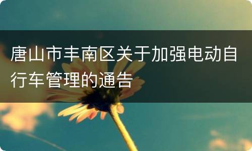 唐山市丰南区关于加强电动自行车管理的通告