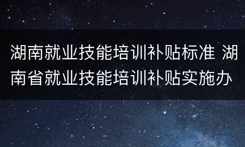 湖南就业技能培训补贴标准 湖南省就业技能培训补贴实施办法