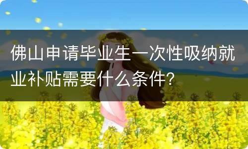 佛山申请毕业生一次性吸纳就业补贴需要什么条件？