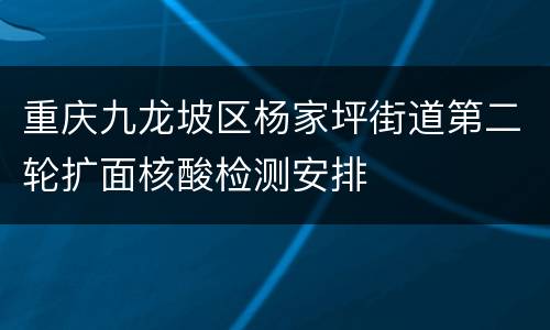 重庆九龙坡区杨家坪街道第二轮扩面核酸检测安排