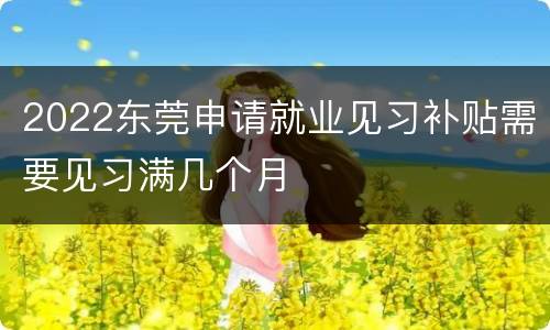 2022东莞申请就业见习补贴需要见习满几个月