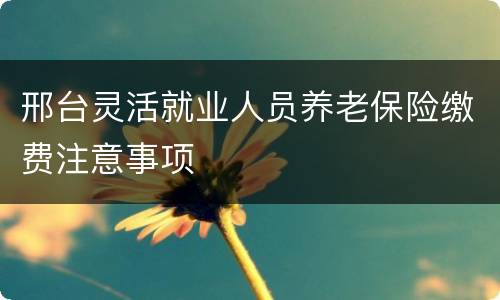 邢台灵活就业人员养老保险缴费注意事项