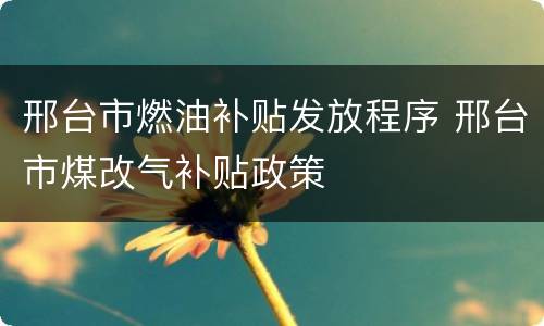 邢台市燃油补贴发放程序 邢台市煤改气补贴政策