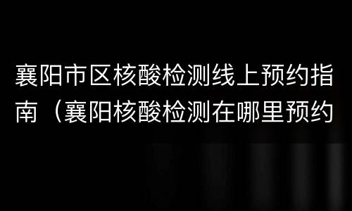 襄阳市区核酸检测线上预约指南（襄阳核酸检测在哪里预约）