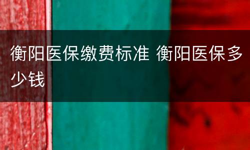 衡阳医保缴费标准 衡阳医保多少钱