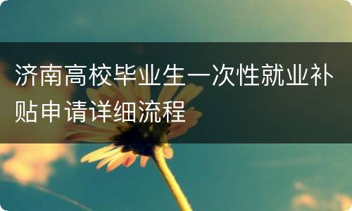 济南高校毕业生一次性就业补贴申请详细流程