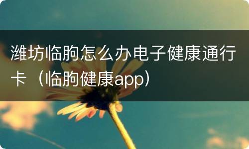 潍坊临朐怎么办电子健康通行卡（临朐健康app）