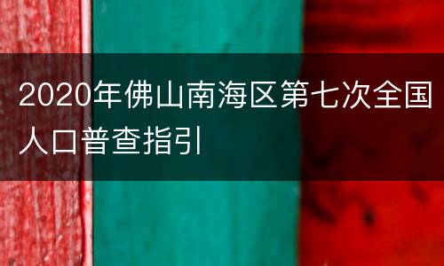 2020年佛山南海区第七次全国人口普查指引