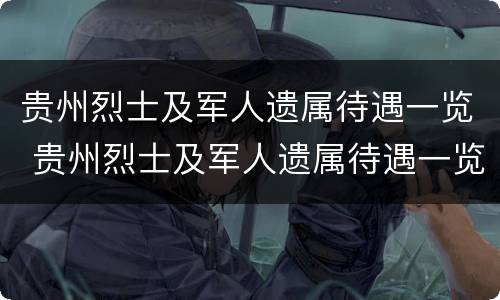 贵州烈士及军人遗属待遇一览 贵州烈士及军人遗属待遇一览表