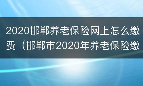 2020邯郸养老保险网上怎么缴费（邯郸市2020年养老保险缴费截止到什么时间）