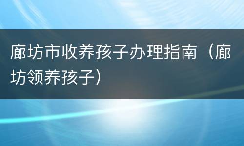 廊坊市收养孩子办理指南（廊坊领养孩子）