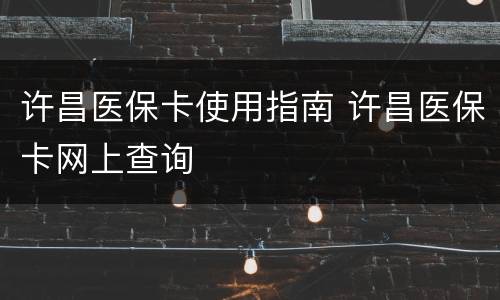 许昌医保卡使用指南 许昌医保卡网上查询