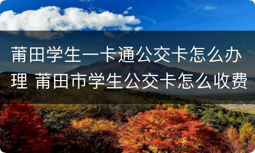 莆田学生一卡通公交卡怎么办理 莆田市学生公交卡怎么收费