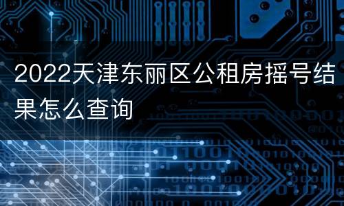 2022天津东丽区公租房摇号结果怎么查询