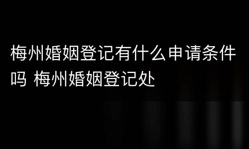 梅州婚姻登记有什么申请条件吗 梅州婚姻登记处