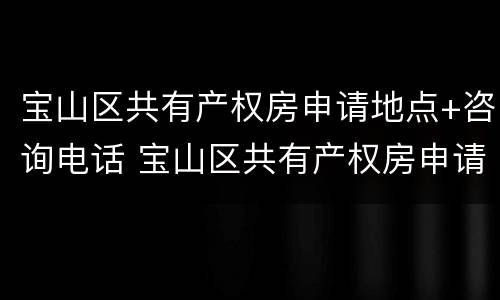 宝山区共有产权房申请地点+咨询电话 宝山区共有产权房申请地点 咨询电话